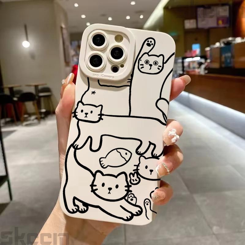 Art Formula Cat Graffiti Phone Case For Samsung Galaxy S26 S25 S24 S23 S22 S21 S20 Ultra Plus A15 A35 A54 A55 Shockproof Cover