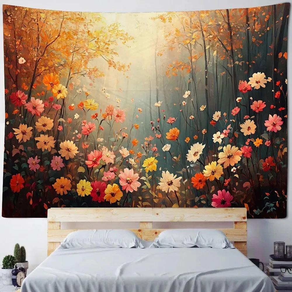 Enchanting Floral Tapestry  Vibrant Garden Scene Sunlit Pathway  Unique Wall Art for Bedroom  Nature Lover Gift