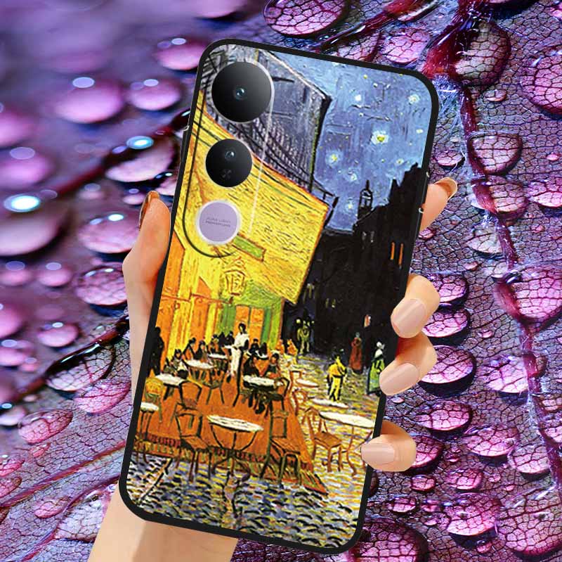 Case For Vivo V50 Lite Soft 3D Flower Relief Emboss Silicone Covers for Vivo V 50 Lite 4G 5G V50Lite Soft Capa Protective Casing