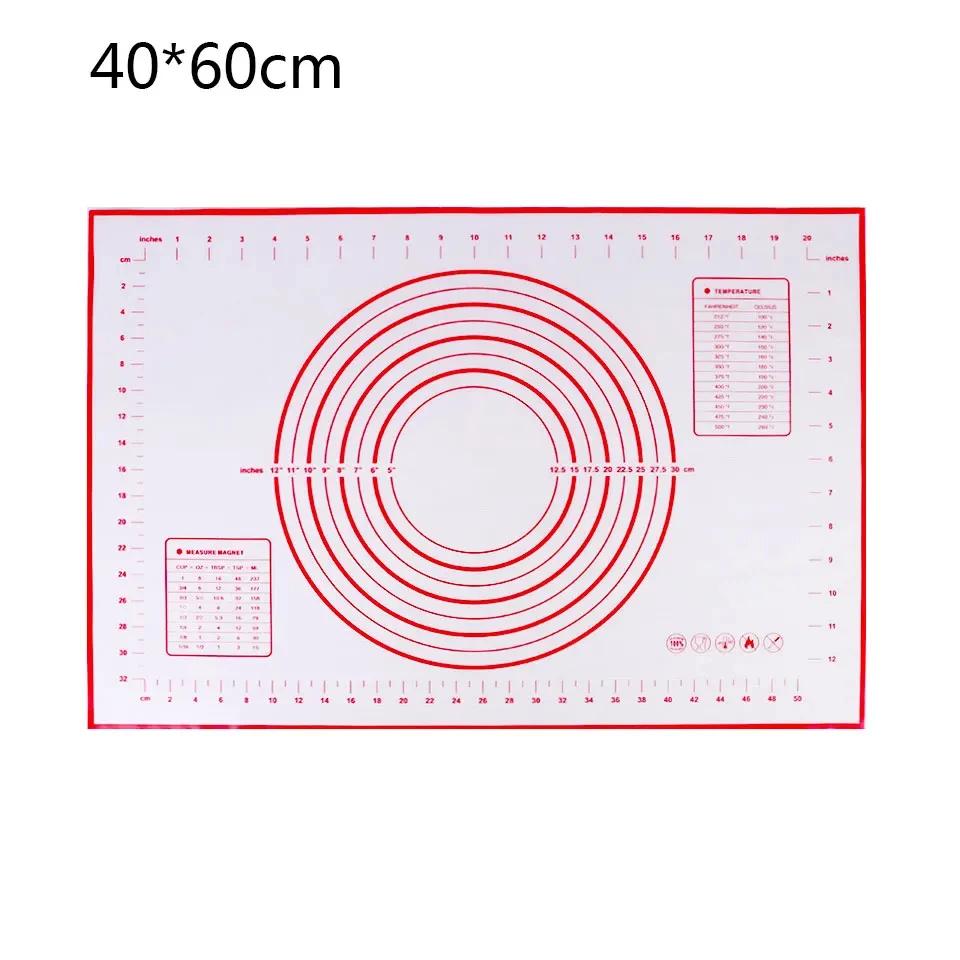Various Size Silicone Kneading Pad Non-Stick Surface Rolling Dough Mat with Scale Kitchen Cooking Pastry Sheet Oven Liner Bakeware