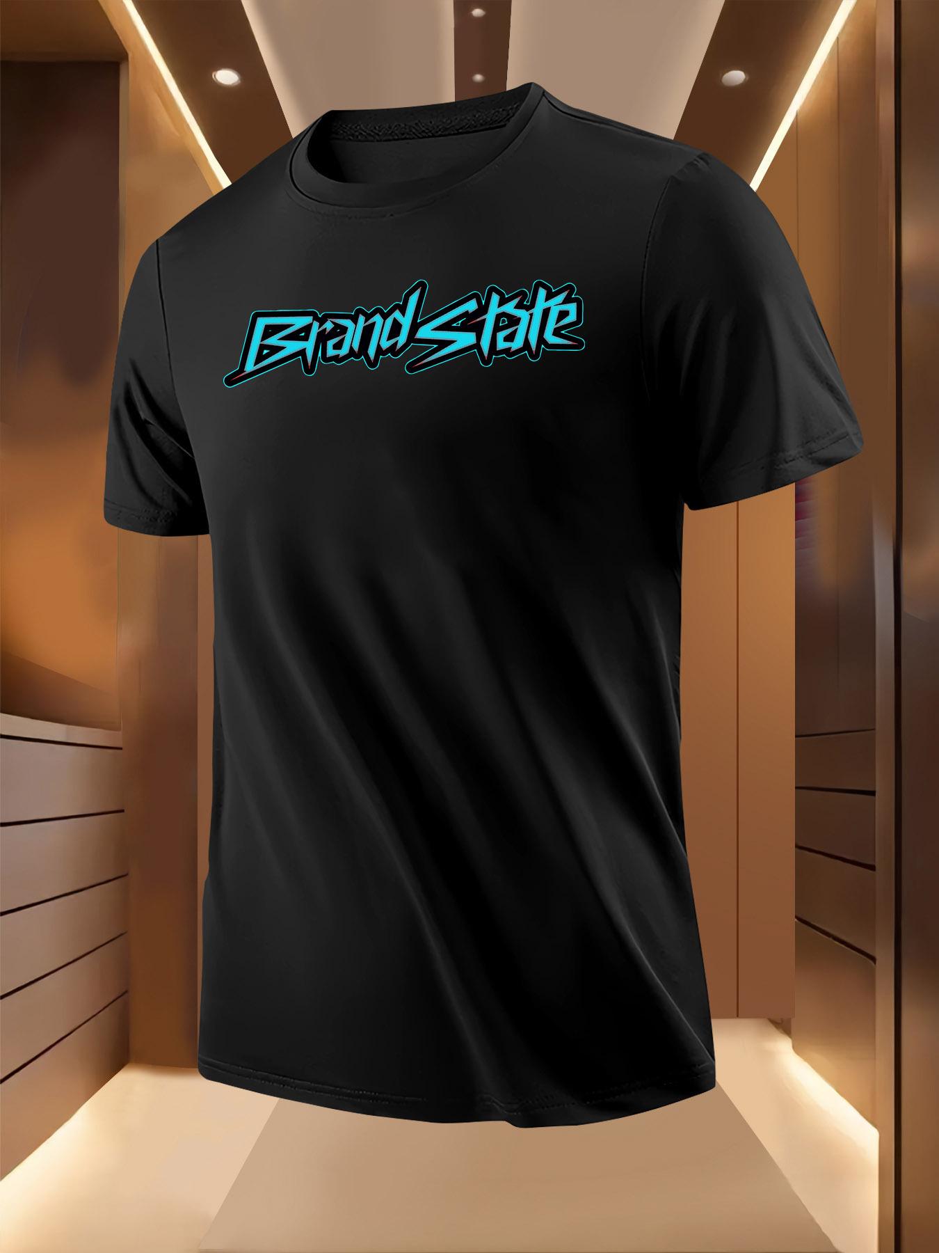 Summer Tshirt with Bold Brand State Graffiti Print S