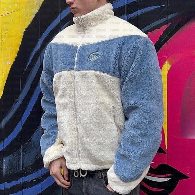 European and American autumn and winter warm and fashionable casual street embroidery splicing zipper jacket for men and women