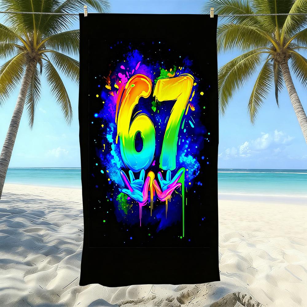 Explosives 67 Digital Bedrucktes Strandtuch Sandfest Absorbierendes Badetuch Meeresurlaub Schnelltrocknendes Handtuch