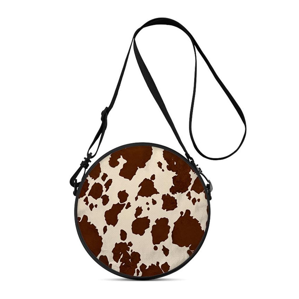 Leopard Print Round Shoulder Bag Casual Messenger Bag for Woman Best Gifts 2D Flat Casual Daily Crossbody Bag