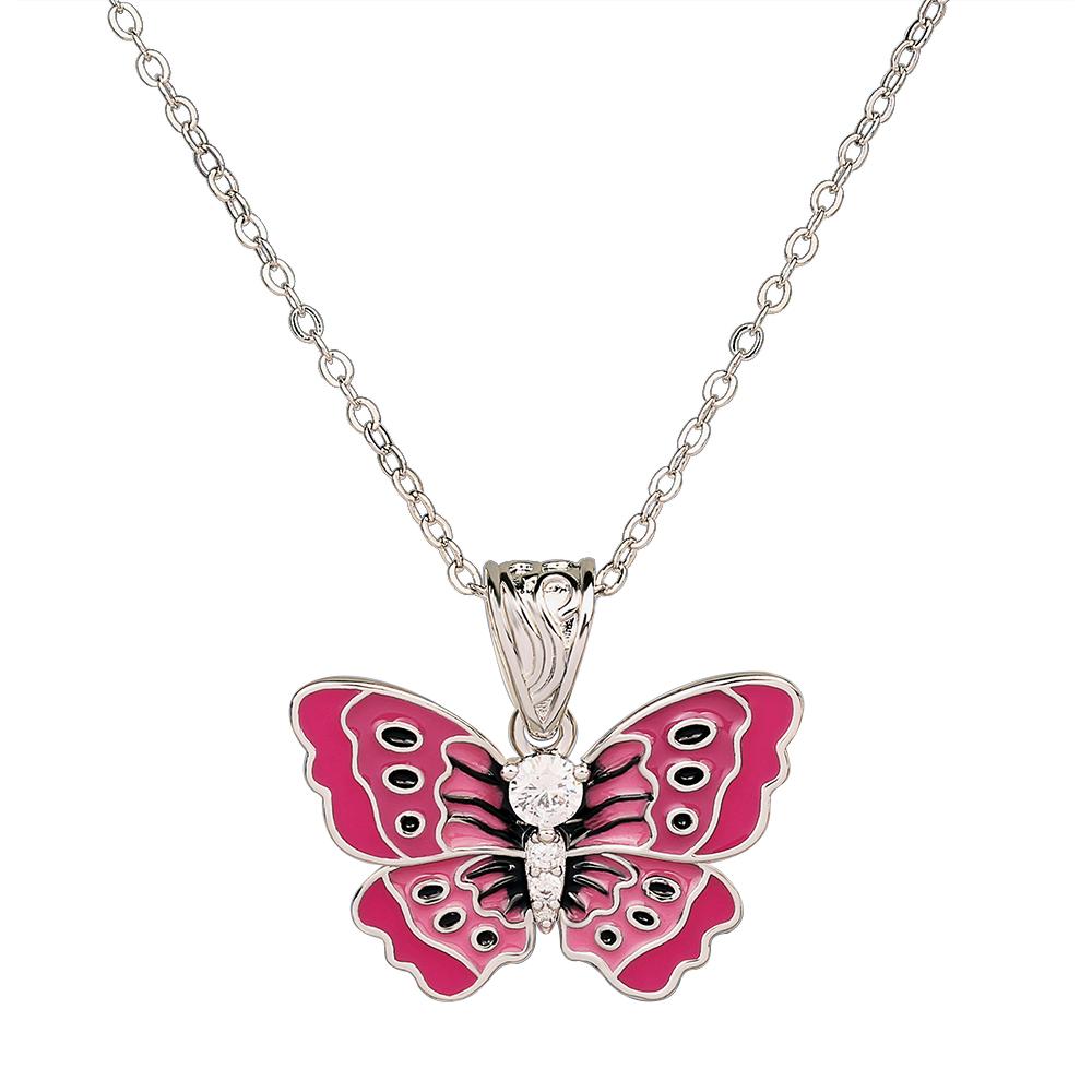 

Модное женское ожерелье с подвеской в ​​виде бабочки, женские ювелирные изделия, свадебное ожерелье, эмалированная цепочка ручной работы на ключицы красный
