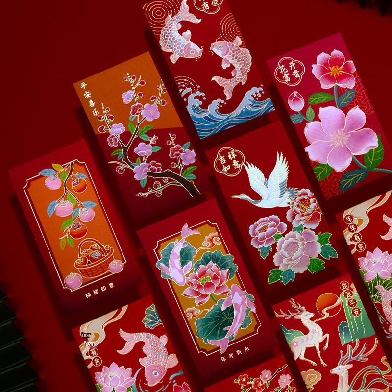 Festive Yearly Red Envelopes: Personalized Lucky Money Packets with Auspicious Designs