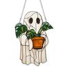 Halloween Cute Ghost Suncatcher Stained Glass Style Acrylic Window Hanging Ghost Light Catcher for Window Wall Decor