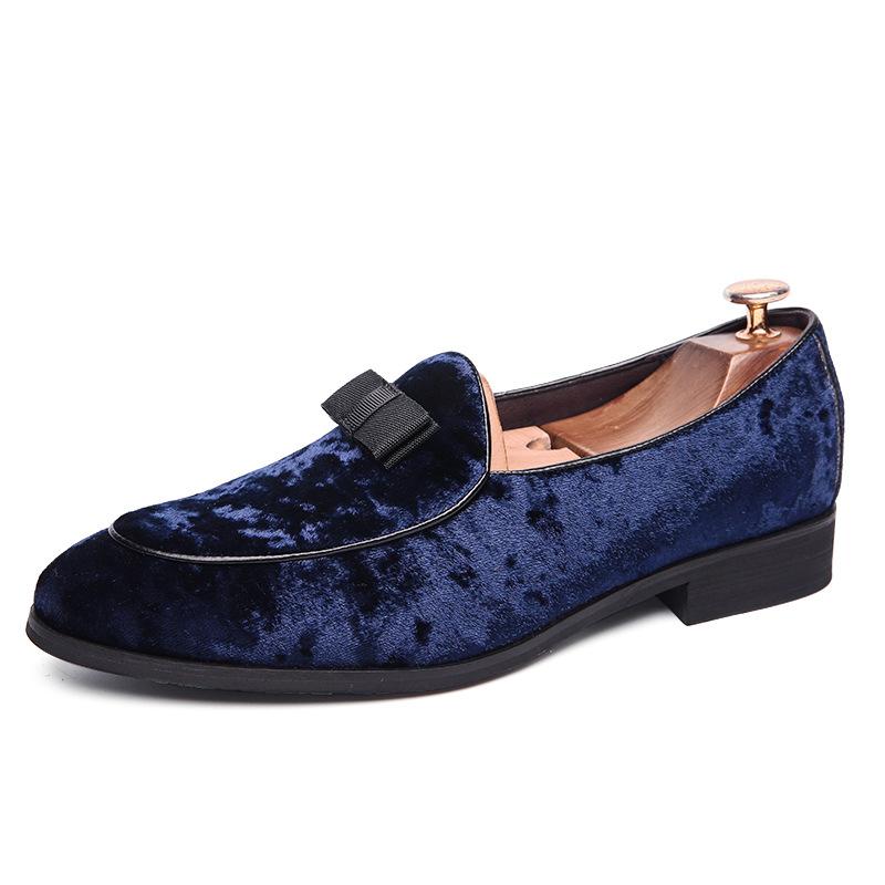 

Men s shoes autumn British small leather shoes nesting men s loafers lace-free casual shoes hairstylist lazy shoes 44 синий