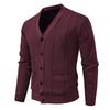 Men's Solid Color Textured Casual Plus Velvet Casual Sports Slim Sweater Needle Cardigan Jacket