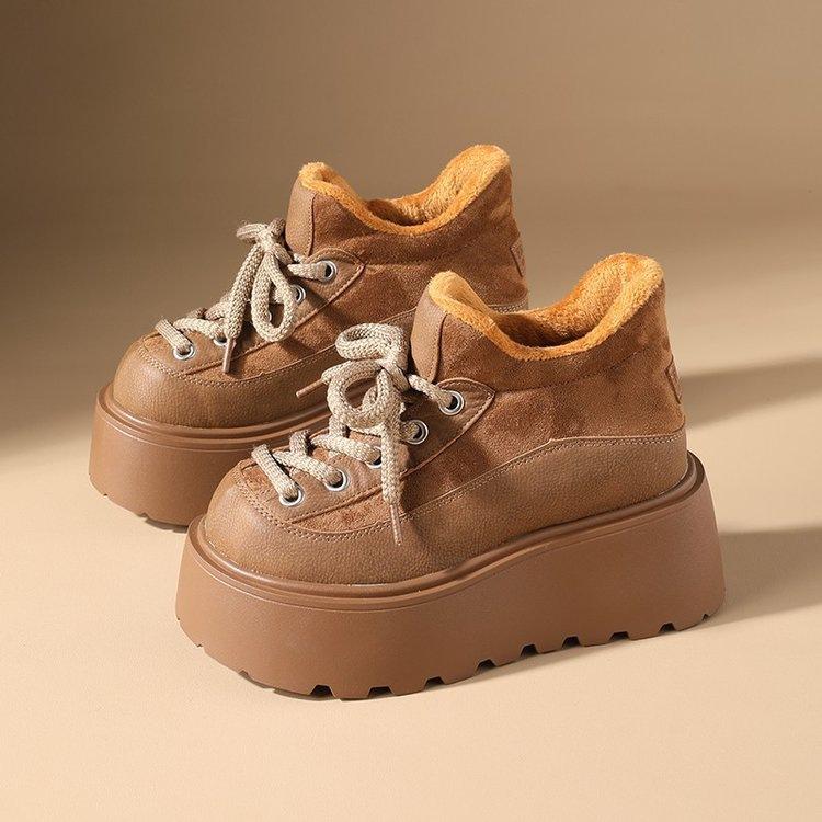 Muffin Birkenstocks winter new heightened thick-soled small man velvet