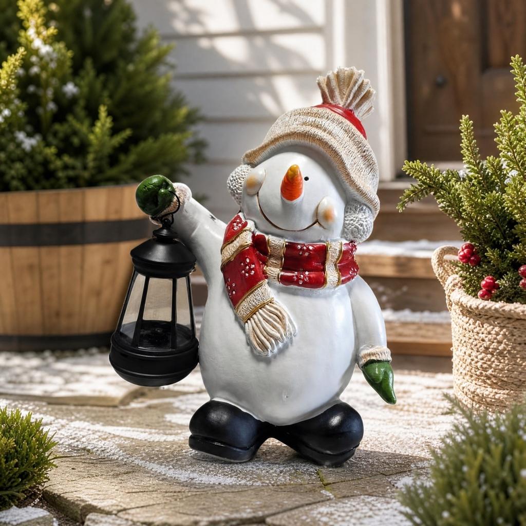 Resin Christmas Snowman Garden Decoration for Holiday Outdoor Ornament