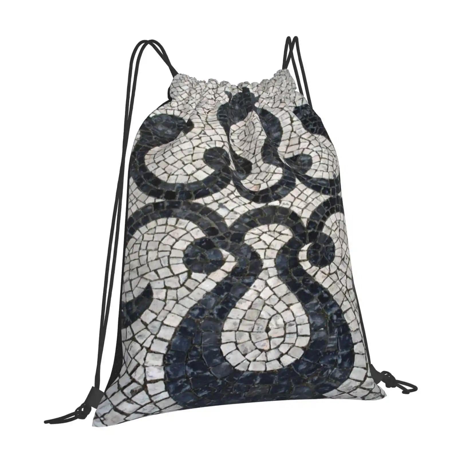 Swirly Black And White Patterns In Cobblestone Hot Sale Backpack Fashion Bags Gorgeous Swirly Black And White Patterns OneSize