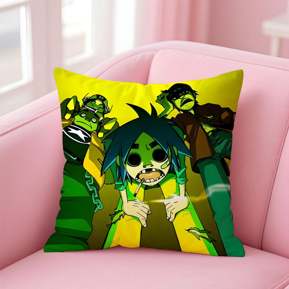 Classic Virtual British Band GGorillaz Cushion Cover Pillow Case Soft Skin Friendly Fabric Concealed Zipper
