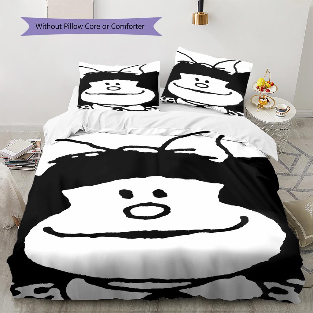 Mafalda Pattern Bedding,Quilt Set Quilt Cover Pillowcase Home Birthday Gift (1 * Duvet Cover + 2 * Pillowcase, Without Core)