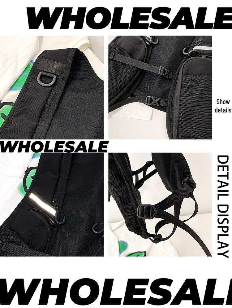 Gilet da Lavoro Riflettente Tattico Zhi Neng Feng Transfrontaliero con Tasche Leggere per Ciclismo e Corsa