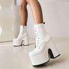 New Small Short Boots Heightened Thick Heel British Style Round Head Fleece Thick-soled Martin Boots Women's High-heeled Short Boots