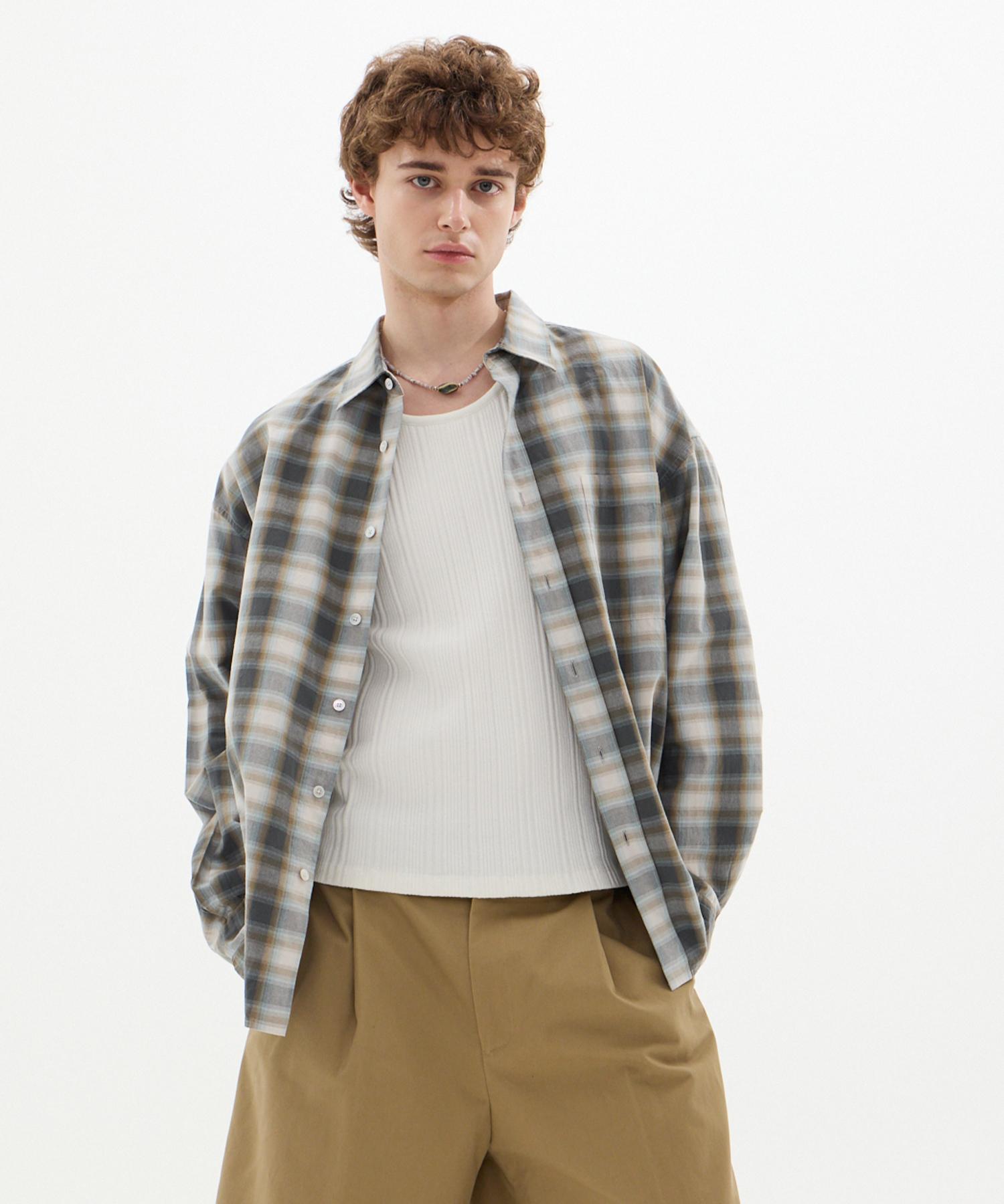 Le Ab Kuwamura Oversized Glen Park Check Shirt Green/M
