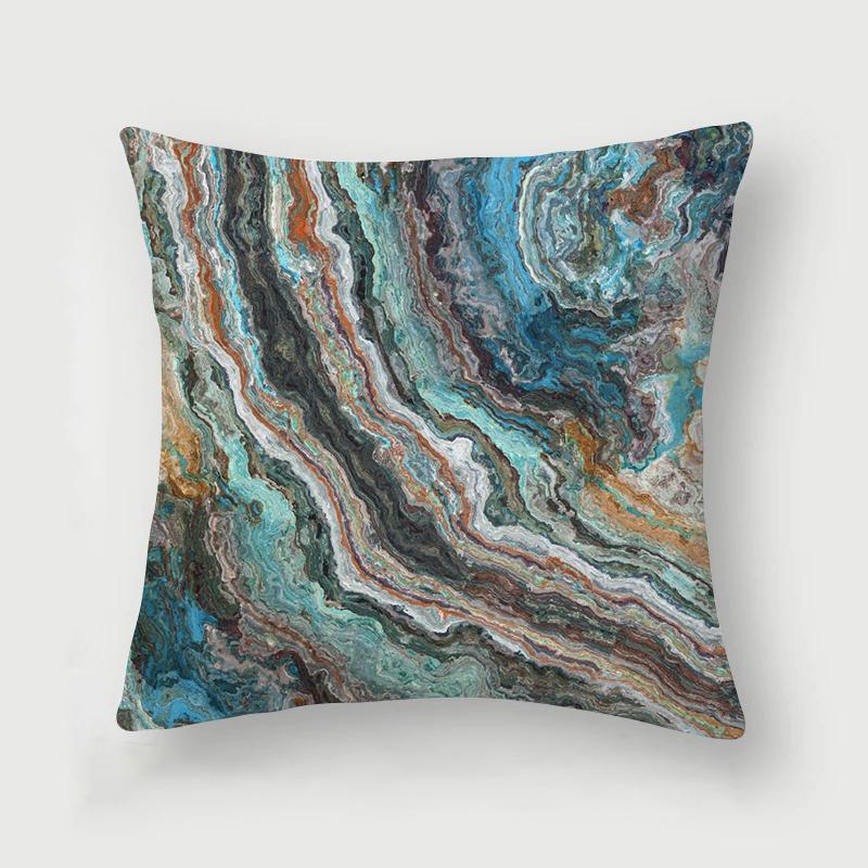 Nordic Blue Marble Polyester Pillowcase Sea Rock Texture Bedside Sofa Chair Throw Pillow Cushion Cover Home Decor Cushion Cover