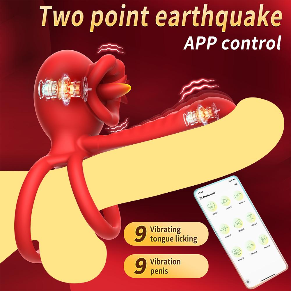 APP Control Penis Cock Ring Vibrator Penis Delayed Ejaculation Testicles Clit Nipple G Spot Stimulator Sex Toy for Couples 18+