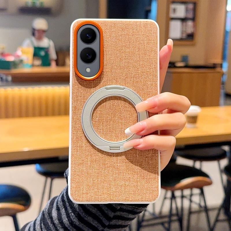 Case for Samsung S26 S25 S24 Plus Ultra Rotating with Bracket Protective Case Magnetic Attraction Texture of Cloth Tough Shell