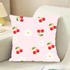 Pink Bow Cherry Cushion Cover Reversible Plush Pillow Cover For Car Sofa Bedroom Decorative Gift Pillowcase