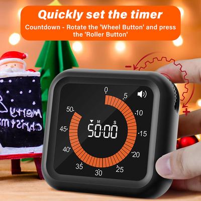 Visual Timer Portable Digital Timer USB Rechargeable 60 Minute/12 Hour Cooking Timer Magnetic Classroom Timer with Bracket
