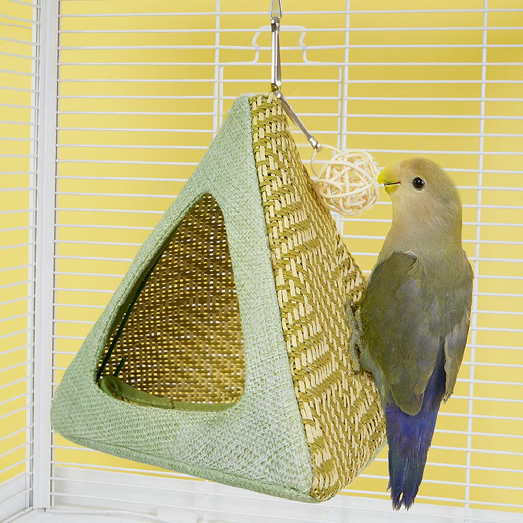 Ventilated Cloth Birdhouse For Parrots Hanging Decorative Nest Tent Triangular Shape Space Saving Cage Accessories