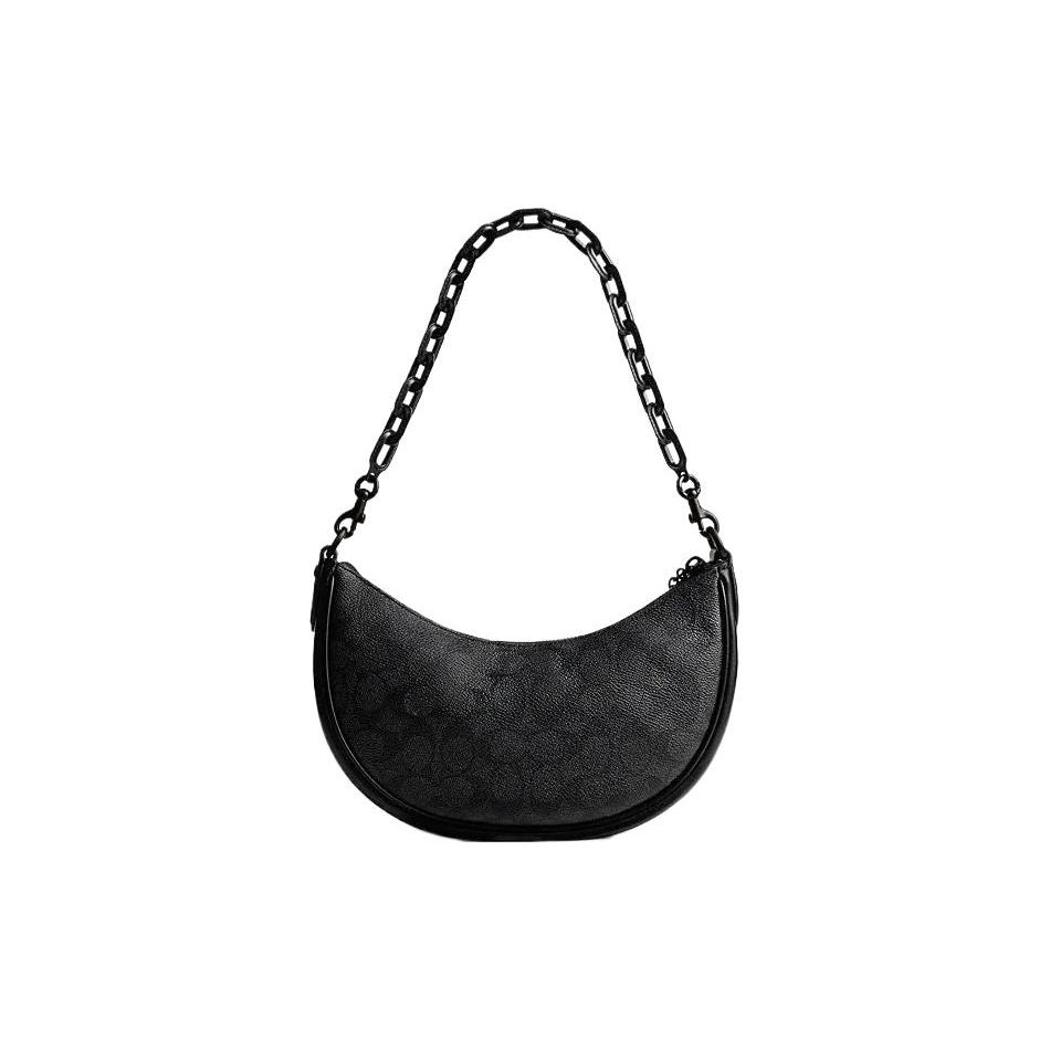 Coach Mira 24 Classic Monogram Chain Zip Closure Half Moon Bag Women Handbags CQ764-MWO1U