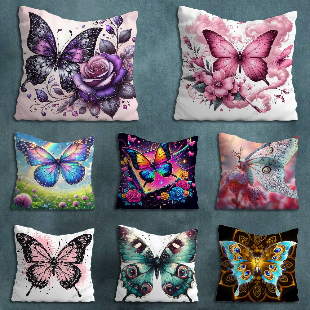Beautiful Butterfly Art Throw Pillow Case Living Room Sofa Cushion Cover For Home Bedroom Decoration Protector