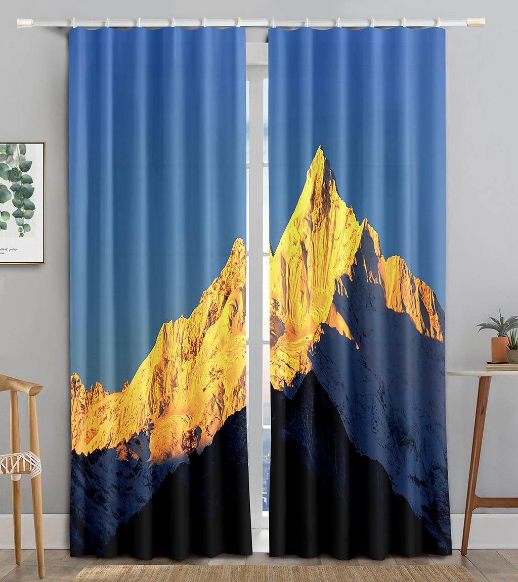Шангри-ла Снежная Гора Пейзаж Блэкаут Оконная Панель Штора, разработанная для Гостиной Спальни Ванной Кухни Двери Шкафа Декор Крючки W50 X H130(CM)X2&Hook