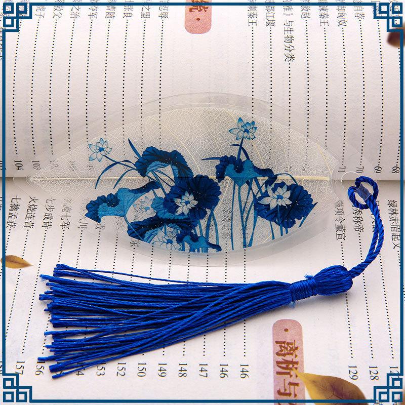 Transparent Bookmarks with Tassels Chinese Traditional Culture Plastic Bookmarks Student Teacher Stationery