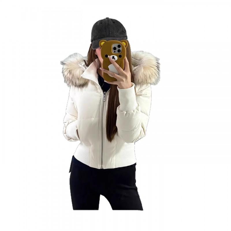 Cappotto invernale da donna in cotone con colletto in pelliccia sintetica, vestibilità slim, spesso, caldo, con cappuccio, parka
