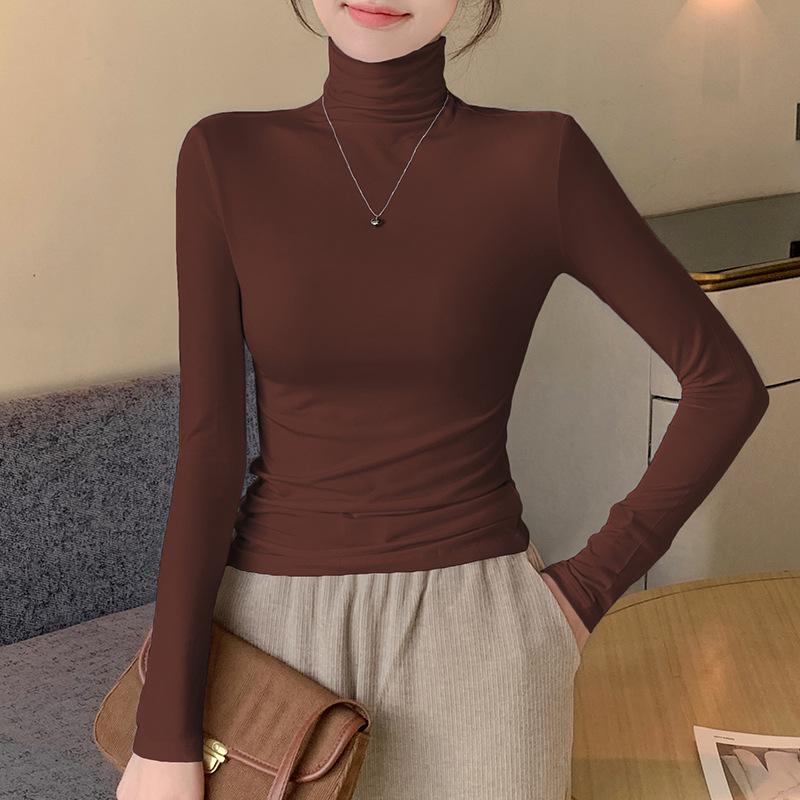 

Женский черный модальный топ с длинным рукавом, облегающий, с высоким воротником, базовый слой для весны, осени, зимы 2024. L (Suitable for 120-140 catties)