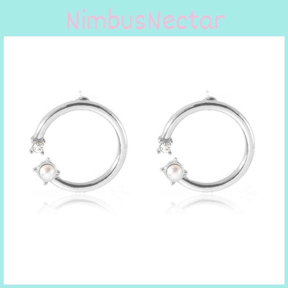 Modern Round Alloy Pearl And Diamond Stud Earrings Summer 2021 Fashion