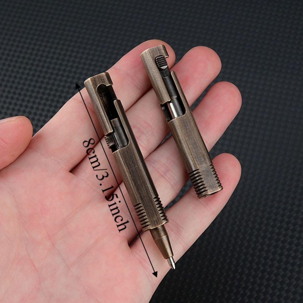 All-Metal Mini Brass Pen Easy Carry Neutral Ballpoint Pen Travel Pocket Pen Signature Gift