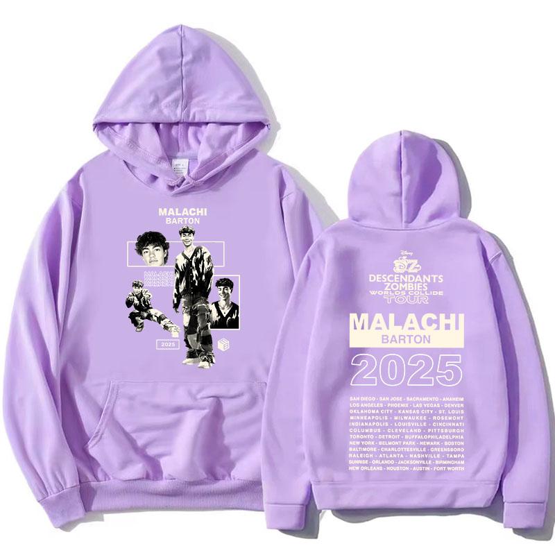 Zzombies Worlds Collide Tour 2025 Hoodies Malachi Barton Actor Graphic Sweatshirts Fashion Long Sleeve Hooded Pullovers Printed