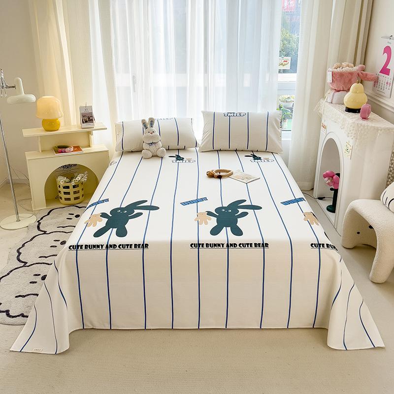Cute Bear Pattern Bed Sheet Set Cartoon Style 100% Cotton Soft Bed Linen for Kids Boys Girls Bedroom Decoration Bedding Set
