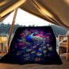 1pc Peacock Feather Print Outdoor Blanket, Lightweight Polyester,