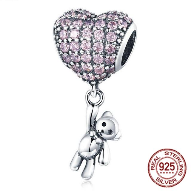 Pink Series Bikini Crown Mom Dumbbell Boxing Glove Dog 925 Sterling Silver Fit Original Fasion Bracelet Charm Bead DIY Jewelry