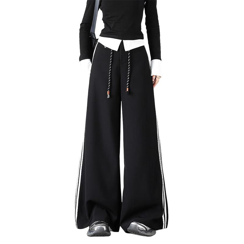 Izzue It Women's High-Waisted Wide-Leg Drawstring Casual Pants