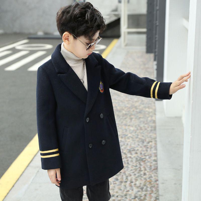 2024 Chlapecký vlněný kabát - Módní vlněná a bavlněná zateplená souprava na podzim/zimu