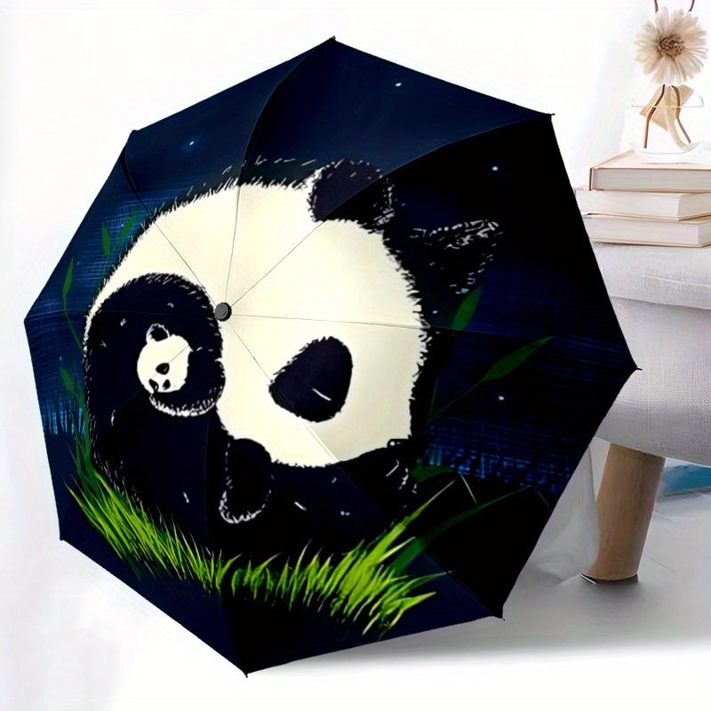1pc Panda Night Auto Open/close, All-Season Portable Folding Umbrella for Women & Men, Travel, Everyday, Formal Events -06156