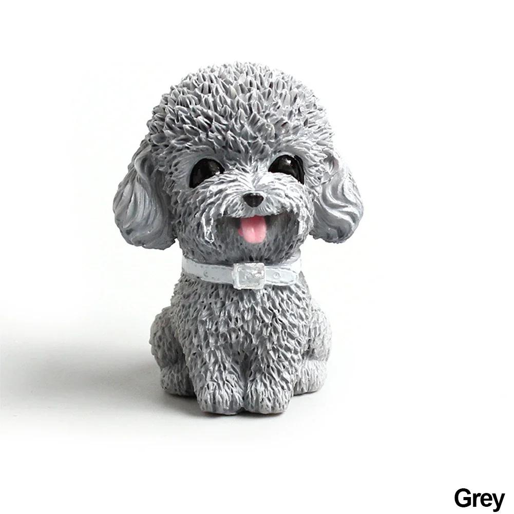 Resin Teddy Dog Figurine Animal Model Home Decor Miniature Garden Decoration Ornament Mini Dolls Children Desktop Model