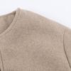 Foreign trade autumn and winter new women's clothing European and American style fashion simple leather effect decoration layer long sleeve woolen ja