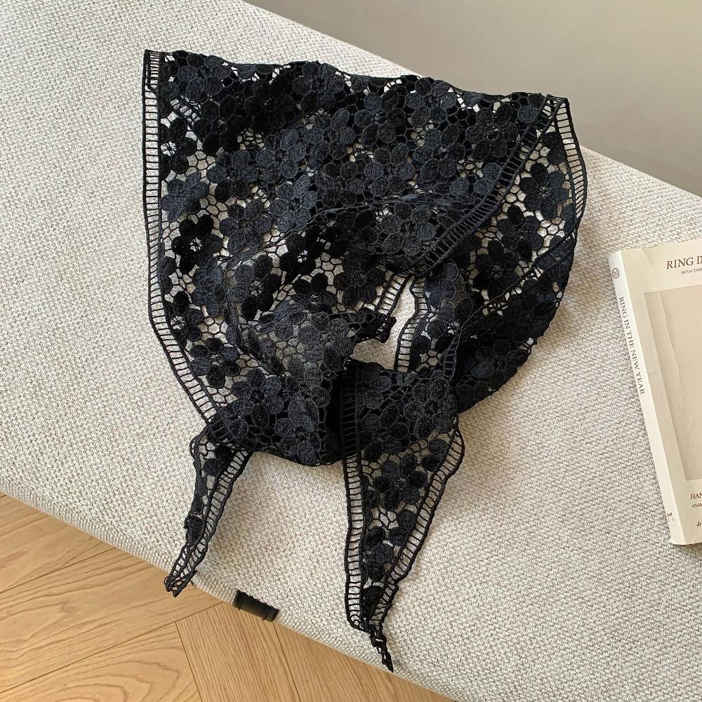 Floral Printed Lace Headband Transparent Lace Head Scarf Elegant Lace Triangle Scarf  Travel Style 9