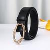 Personalized Trend Rhombus Plate Buckle First Layer Leather Belt Women'S Fashion Simple And Versatile Casual Smooth Buckle Belt Women'S