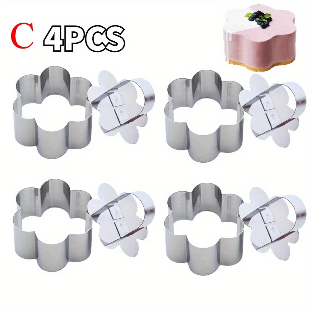 

Набор форм для мусса из нержавеющей стали 3 шт. в форме сердца, цветка, квадрата, формы для десертов для выпечки и украшения, кондитерские инструменты