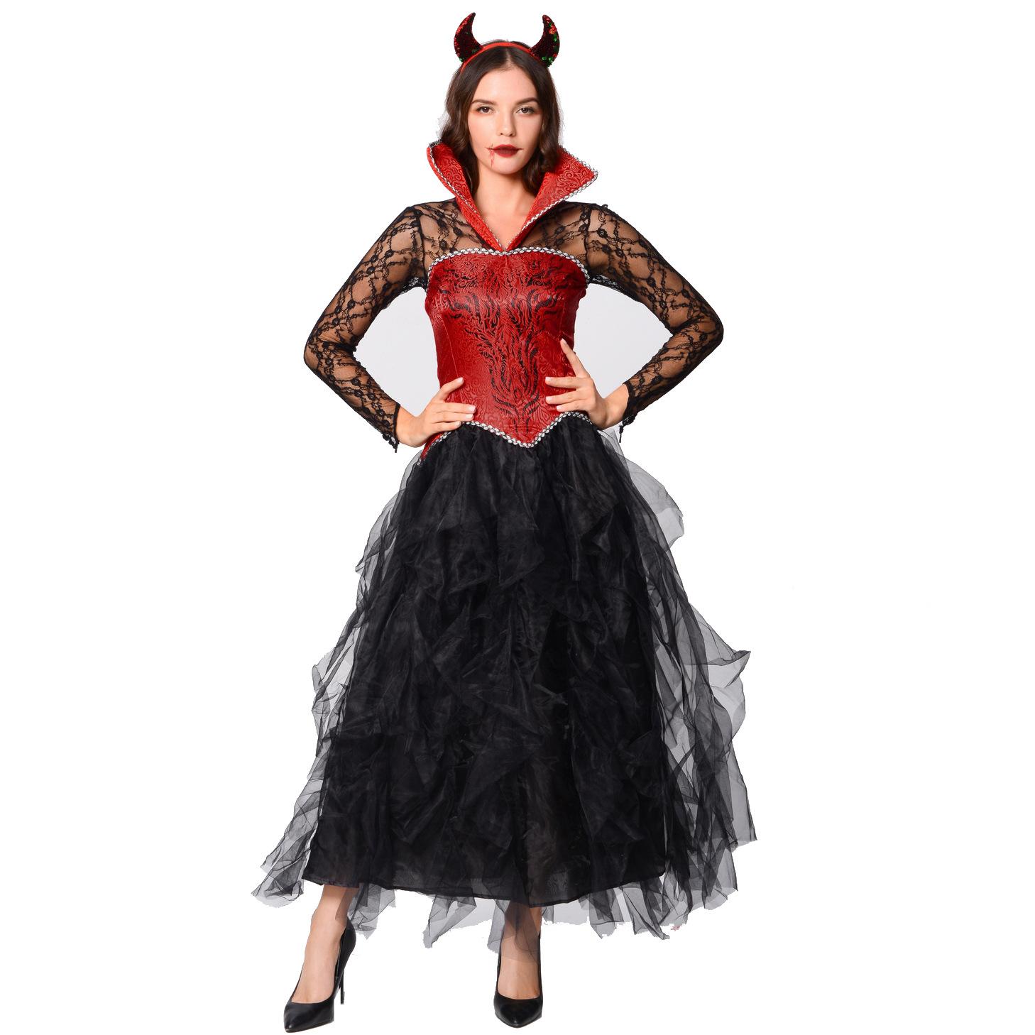 

Plus size 2025 new model, Halloween devil costume, evil queen costume, masquerade stage costume XL