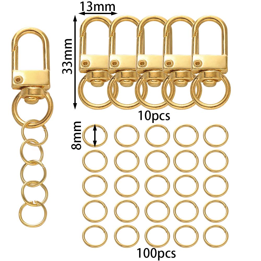 110 Stück/Set Legierung Karabiner Hummerverschluss Haken Schlüsselanhänger Zubehör mit Biegeringen für DIY Schlüsselanhänger Halskette Armband Zubehör