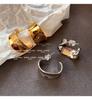 Real Gold Electroplated Irregular C-Shaped Women's Earrings with Sterling Silver Needle - High-End Matsumoto Ena Style